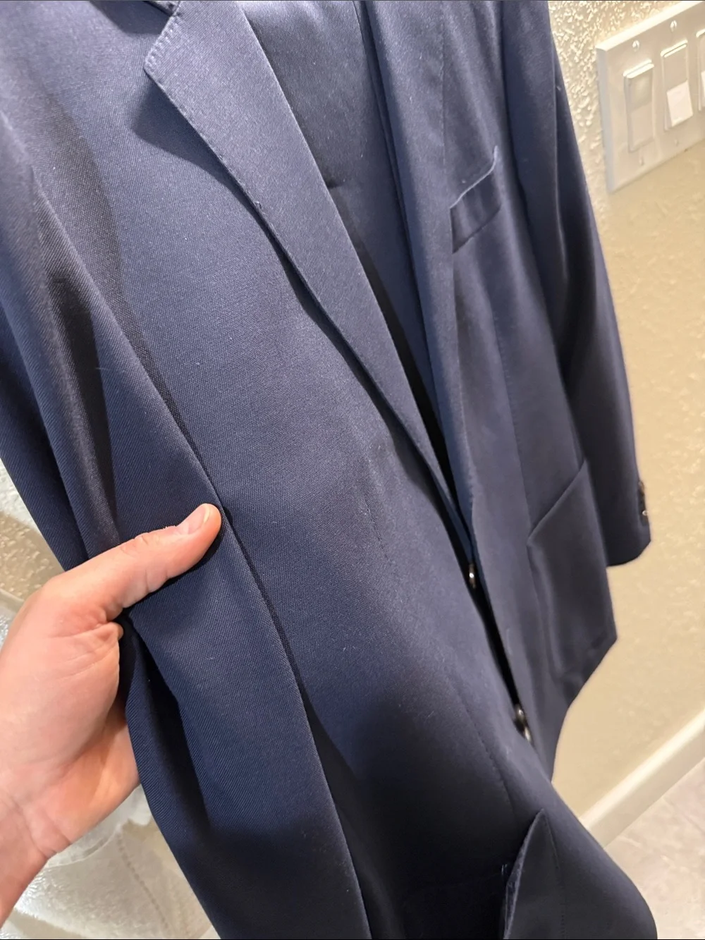 Suitsupply Traveller Suit: Navy Blue Two-Button Wool Suit Jacket